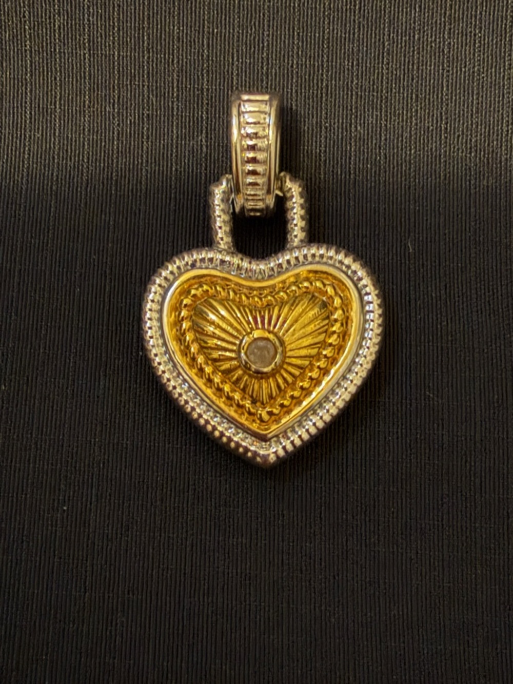 Vintage Brighton Two-Tone Heart Pendant in Gold and Silver